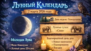 🌙 Лунный календарь на 2 марта 2026 года: энергия дня и подсказки Луны ✨