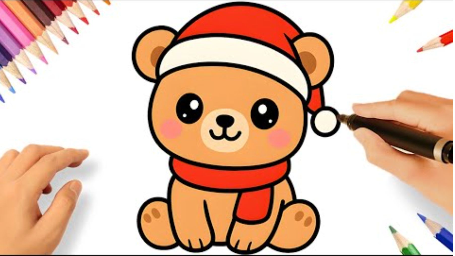 КАК ПРОСТО НАРИСОВАТЬ ПЛЮШЕВОГО НОВОГОДНЕГО МИШКУ 🧸🎅 смотреть онлайн