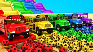 Строительная техника! Игрушечный школьный автобус! Футбольные мячи! Мультики для детей про машинки!