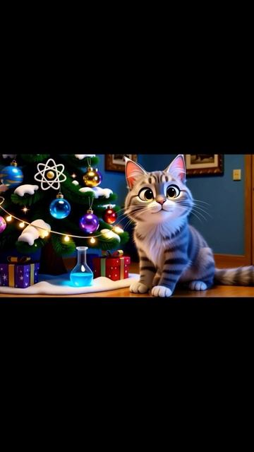 Пойман с поличным! Кот и ёлочные игрушки. 🐾🎁