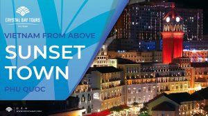 Полёт над городом Sunset Town днём и ночью