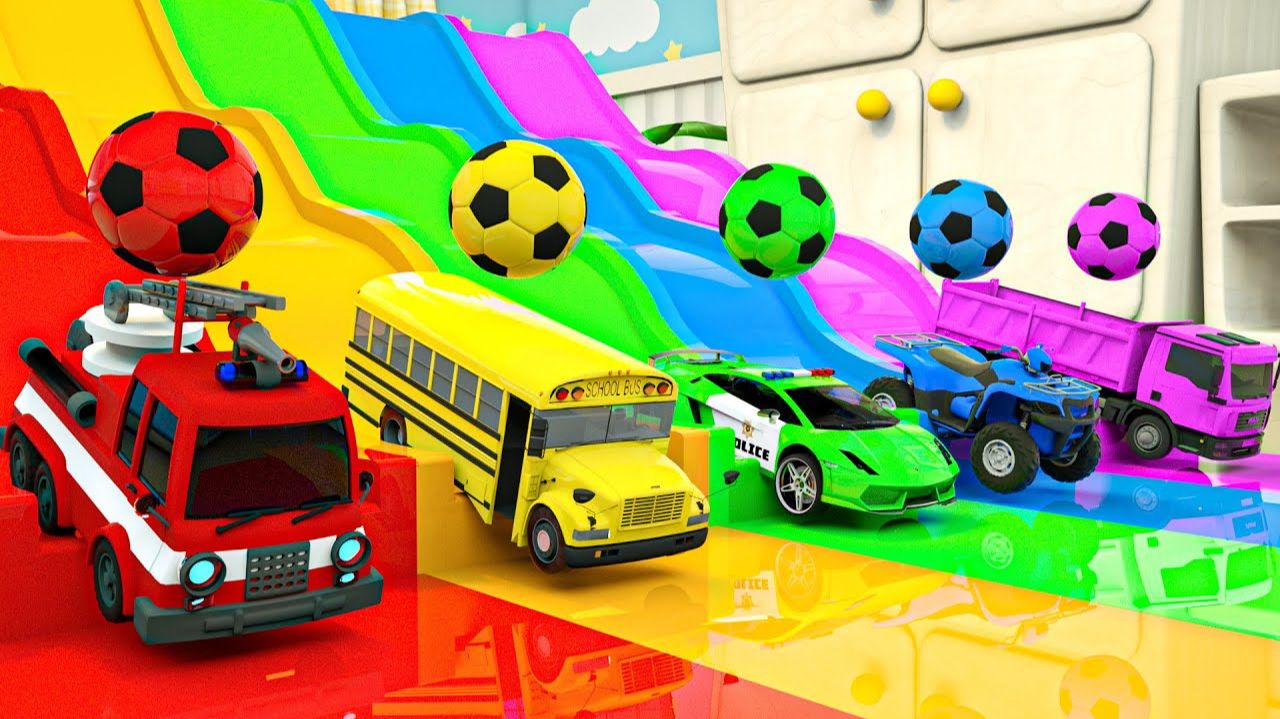 Детские мультики про машинки футбольный мяч красный мяч розовый мяч синий мяч детские стишки и песни смотреть онлайн