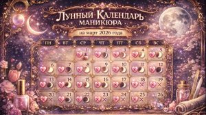 💅🌙 Лунный календарь маникюра на март 2026 года: обновление и удачные дни ✨
