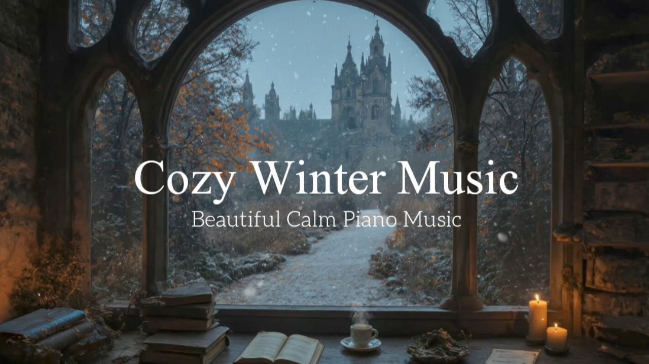 A Cozy Winter Atmosphere From The Window🤍Accompanied By Beautiful And Soothing Piano Music смотреть онлайн