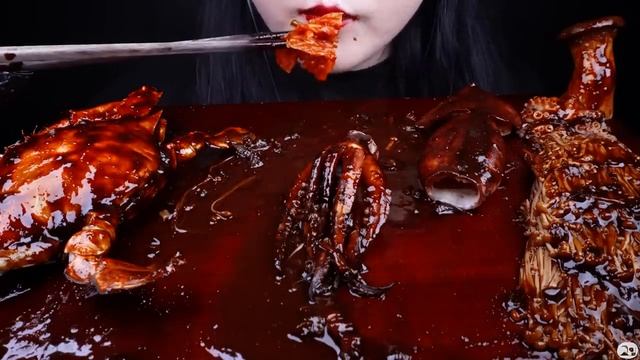 ASMR SPICY SEAFOOD, OYSTER, SPICY ENOKI MUSHROOM,OCTOPUS,SQUID,CRAB CUTTLEFISH ___ ___