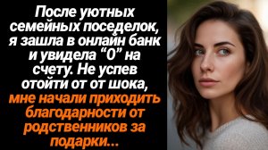 Жизненные Истории/После уютных семейных поседелок, я зашла в онлайн банк и увидела “0” на счету. Не