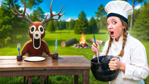 НАКОРМИЛА ОЛЕНЯ В 99 НОЧЕЙ В ЛЕСУ!😱ИГРАЮ ЗА ШЕФ-ПОВАРА И ГОТОВЛЮ НОВУЮ ЕДУ В РОБЛОКС!