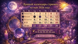 🌙 Лунный календарь стрижек на май 2026 года: лучшие дни для обновления ✂️✨