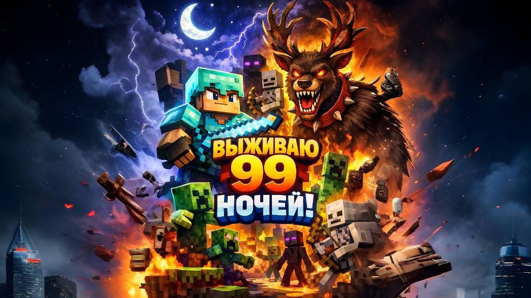 ВЫЖИВАЮ В 99 НОЧЕЙ В МАЙНКРАФТ! смотреть онлайн