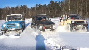 СНЕГОХОД НЕ НУЖЕН! Кто круче в снегу УАЗ, Нива или ОКА? Самоделка и внедорожники в сугробах Тест