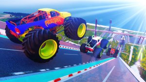 МУЛЬТИКИ ПРО МАШИНКИ Эпические прыжки и столкновения на скоростном монстр-траке Beamng Drive #113