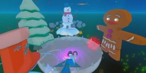 Шарики катаются  в космосе со снеговиком