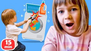 Полезные помощники Бьянка и Карл! Чиним стиральную машинку, а после готовим яблоки на палочках!