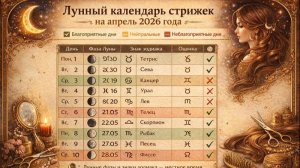 🌙 Лунный календарь стрижек на апрель 2026 ✂️ Когда стричь волосы, чтобы росли быстрее