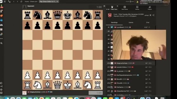 Magnus Carlsen Plays Titled Tuesday Dec 23, 2025
