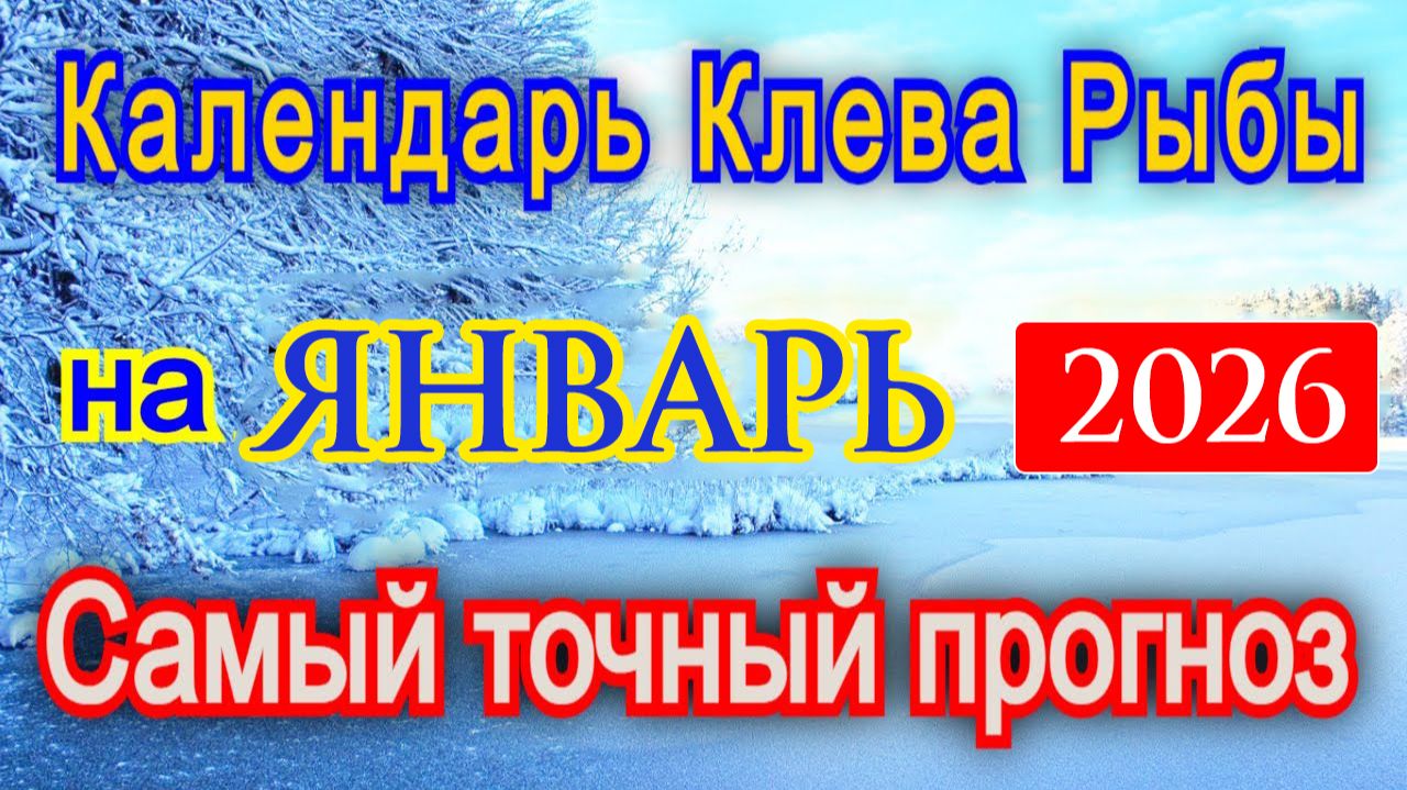 Прогноз клева рыбы на Январь 2026 года. Лунный календарь рыбака. Календарь рыбака на Январь 2026 смотреть онлайн