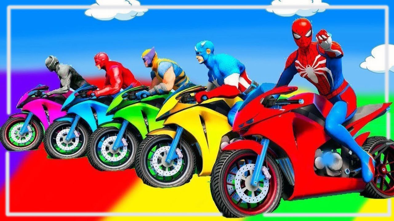 Мультики про машинки для детей. Человек-паук и его команда на мотоцикле. Мультики для малышей смотреть онлайн