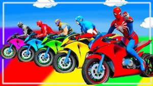 Мультики про машинки для детей. Человек-паук и его команда на мотоцикле. Мультики для малышей