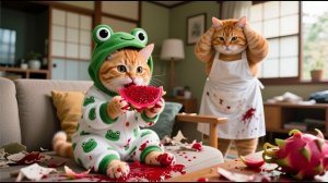 Каша котенка Джинджер превращается в чудо из драконьих фруктов