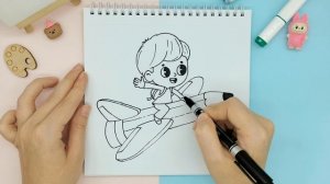 Рисуем Ваську на карандаше-самолёте