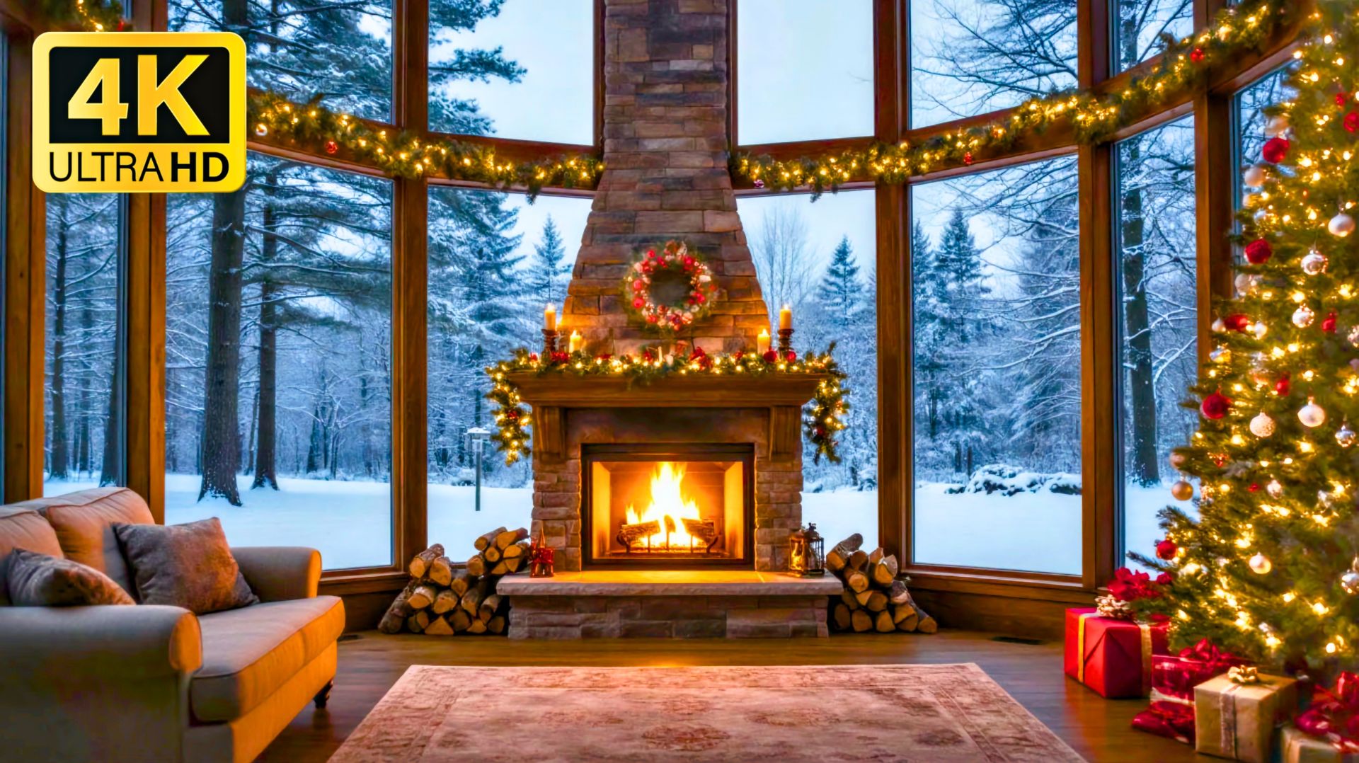 Камин 4К / Новогодняя релакс музыка / Fireplace 4K смотреть онлайн