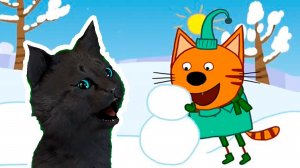 Три Кота  СТРОИМ СНЕГОВИКОВ КОТОВ С ГОВОРЯЩИМ СУПЕР КОТОМ ( ИГРА для ДЕТЕЙ ) Развивающие игры #141
