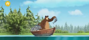 Маша и Медведь Мультфильм Мишка на рыбалке