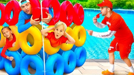 Дети учатся правилам проведения времени в бассейне! веселье и радость смотреть онлайн