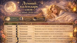 🌙 Лунный календарь снов на июнь 2026 года: значение сновидений и подсказки Луны ✨
