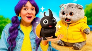 🪲 Жук-носорог в песочнице: 😺 Кот Дымок не испугался