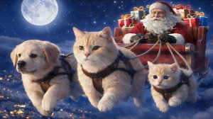 Котенок Джинджер, Мама-кошка и брошенный щенок спасают Рождество