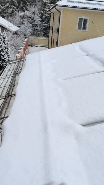 Обогрев стеклянной крыши зимнего сада со снегозадержателями #зимнийсад #обогревкровли #греющийкабель