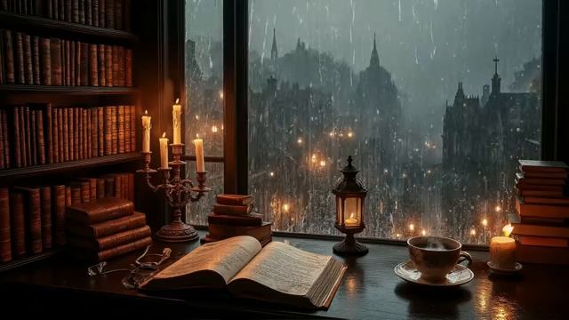 Youre Reading Alone at Victorian London by the Windown Rainy... смотреть онлайн