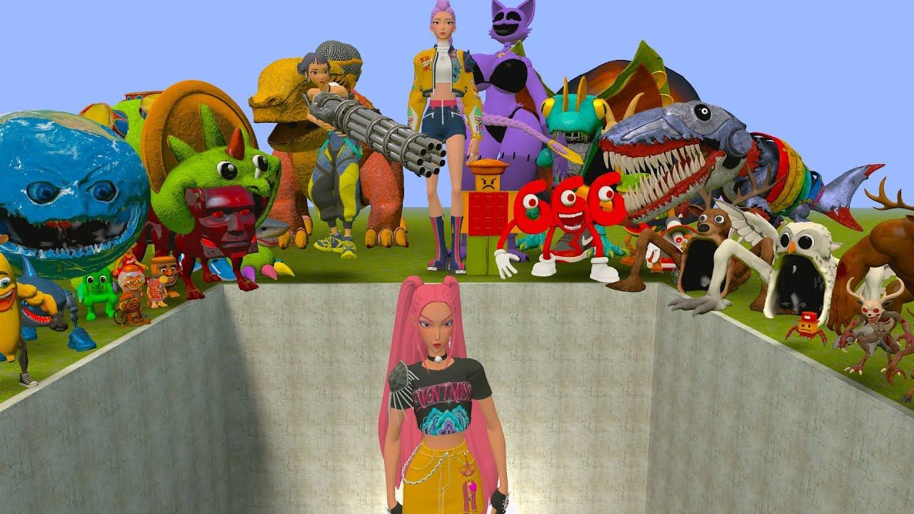 MIRA KPOP Охотники на демонов против всех итальянских боссов в гигантской яме – GMOD Хаос