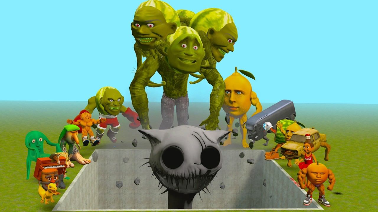 Cursed Incredibox Sprunki VS The Giant Pit With New Lin Gang Melon & Titan Tv Man 2.0
