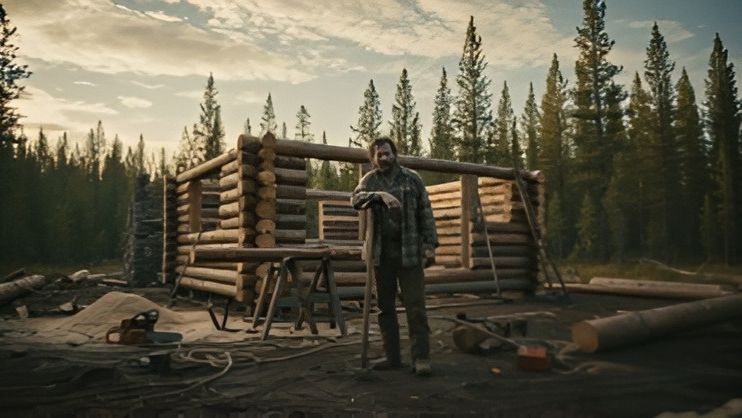 Построил избу в лесу за 2 года. Бушкрафт