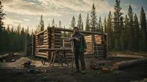 Построил избу в лесу за 2 года. Бушкрафт