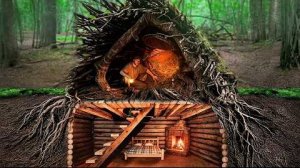 Строю тайное убежище в лесу в старом полом пне. Бушкрафт