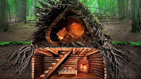 Строю тайное убежище в лесу в старом полом пне. Бушкрафт