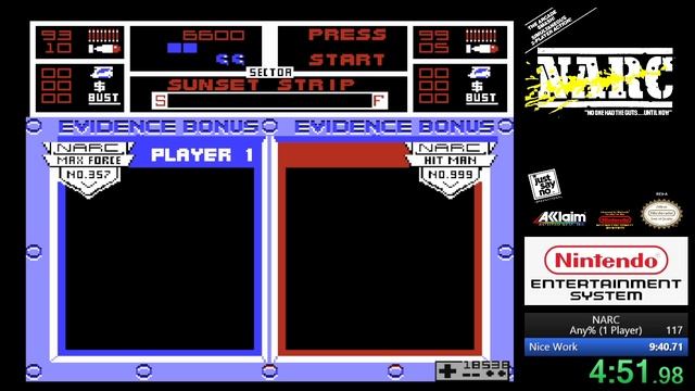NARC (NES) Speedrun In 9m 34s