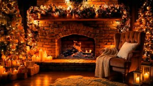 🔥 Уютный вечер у камина ❄️ Кресло, свечи и тёплый зимний джаз