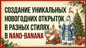 Nano-banana - cоздание новогодней открытки в разных стилях