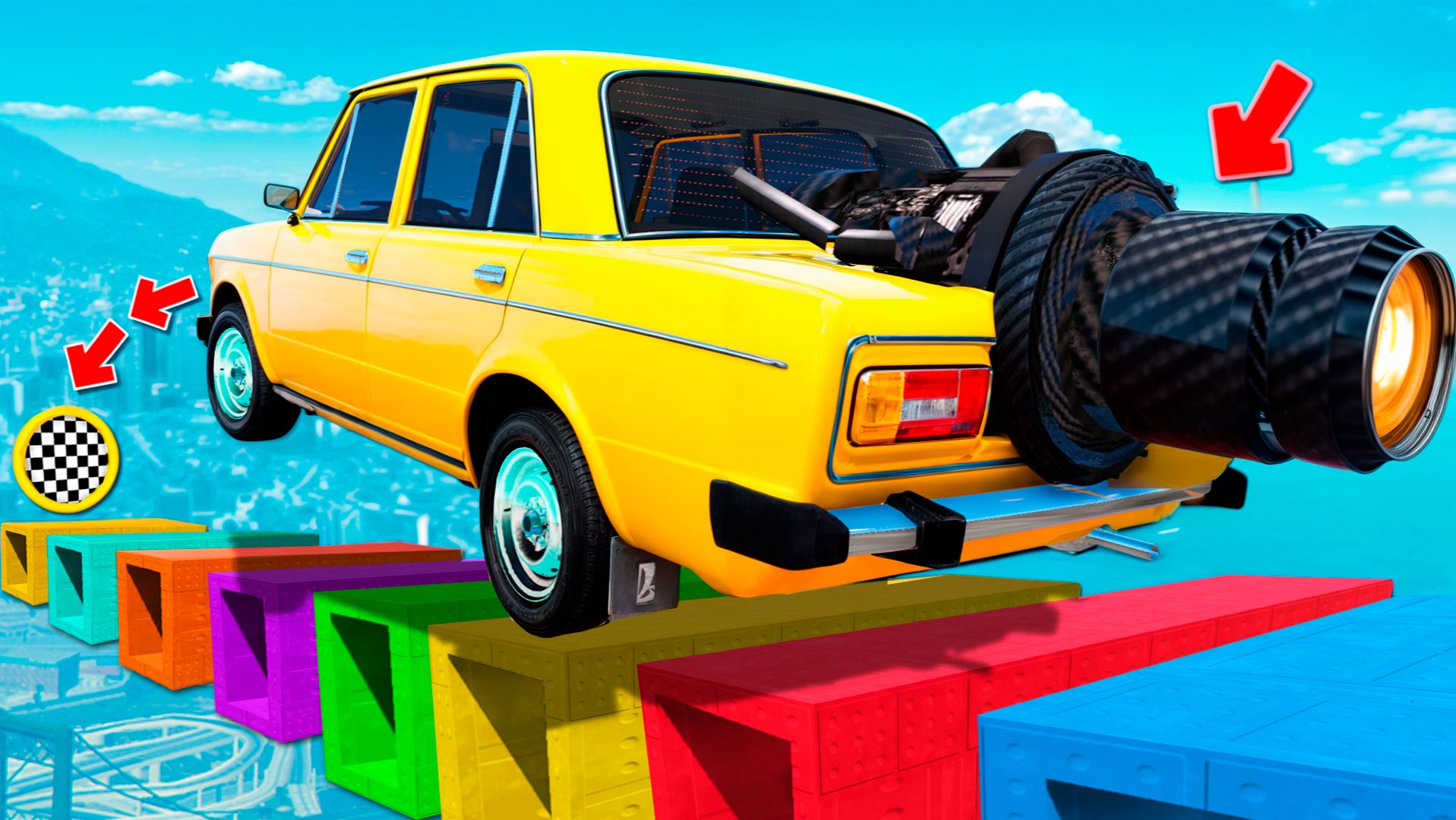 Как далеко сможет чит тачка проехать по дырявым блокам в ГТА 5! Эксперимент GTA 5 Online смотреть онлайн