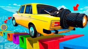 Как далеко сможет чит тачка проехать по дырявым блокам в ГТА 5! Эксперимент GTA 5 Online