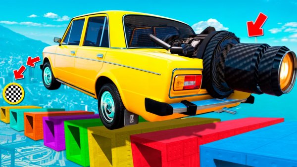 Как далеко сможет чит тачка проехать по дырявым блокам в ГТА 5! Эксперимент GTA 5 Online