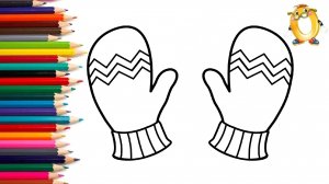 Мультик - раскраска для детей ТЕПЛЫЕ ВАРЕЖКИ. Учимся как рисовать ЗИМНИЕ ВАРЕЖКИ // ОБУЧАШКА ТВ