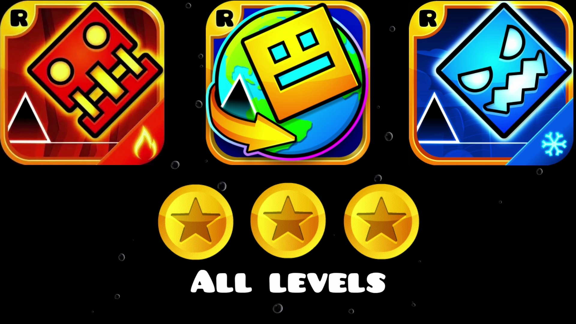Geometry Dash: Meltdown, World, SubZero: All Levels, All Coins