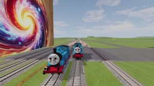 Большой и маленький самосвал против поездов Томаса в BeamNG.Drive