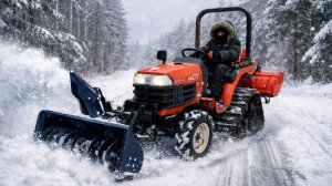 Японская мощь - трактор Kubota GB175 с снегоотбрасывателем ПРОГРЕСС 1160
