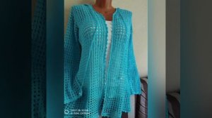 ☘️Кардиган летний ,вязаный крючком  из хлопка, с капюшоном ☘️Вязание на заказ ☘️